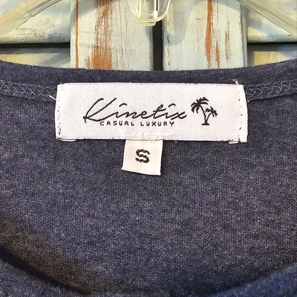 KINETIX Mens Size Small Navy Heather Luxury Casual Long Sleeve Henley Shirt BNWT - Picture 2 of 7